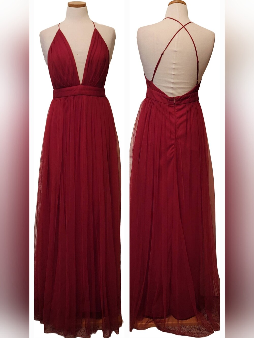 Windsor Tulle Open Back Wedding Guest Formal Party Maxi Dress